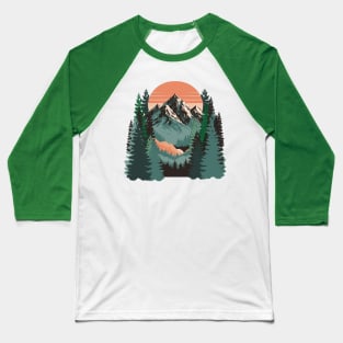 Mountains & Pines Retro Nature Baseball T-Shirt